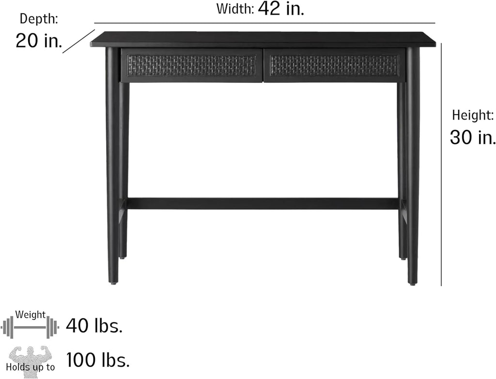 Black Wood & Cane Writing Desk K953