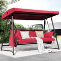 Oversized Outdoor Porch Swing with Adjustable Backrest Canopy I72621