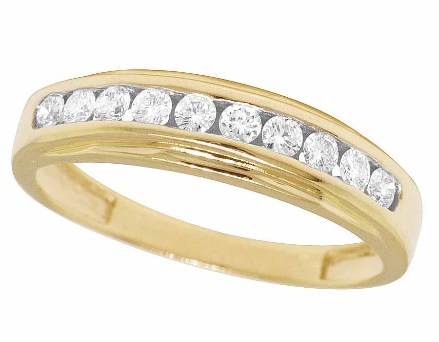 14K Yellow Gold Diamond Channel Wedding Band Ring 5MM P33542