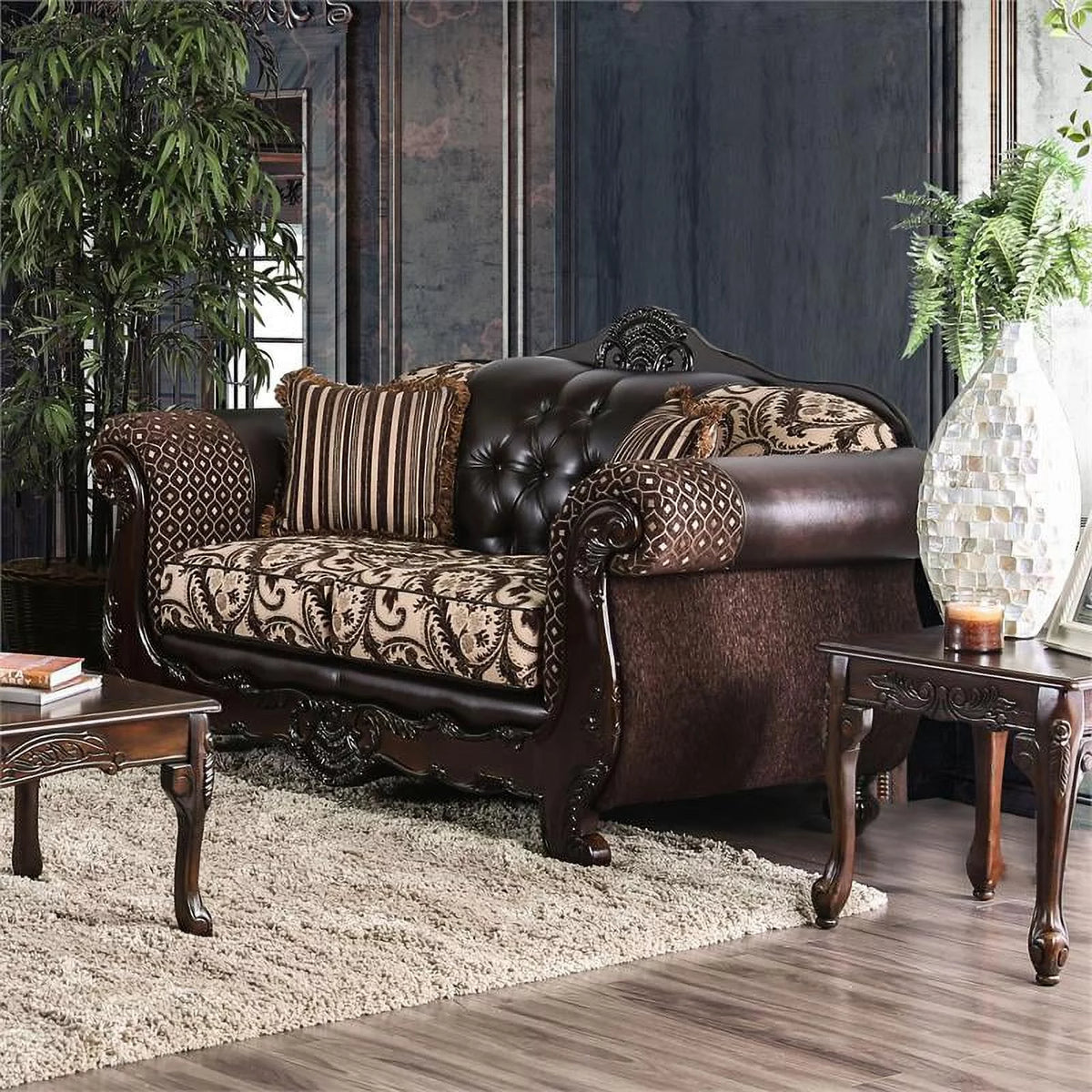Brown Faux Leather 2-Piece Sofa Set C61204