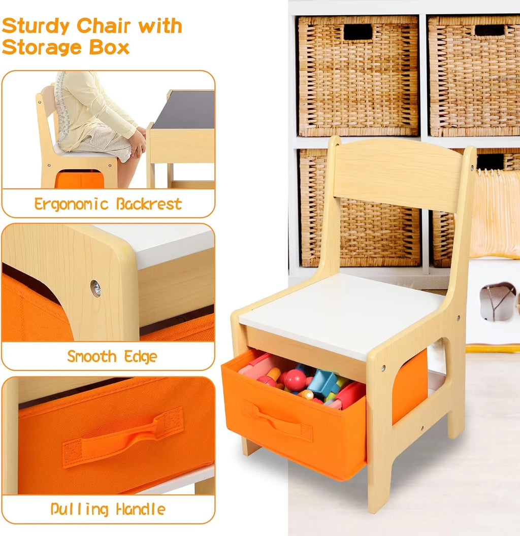 Kids Table and Chair Set with Storage Drawers K4414
