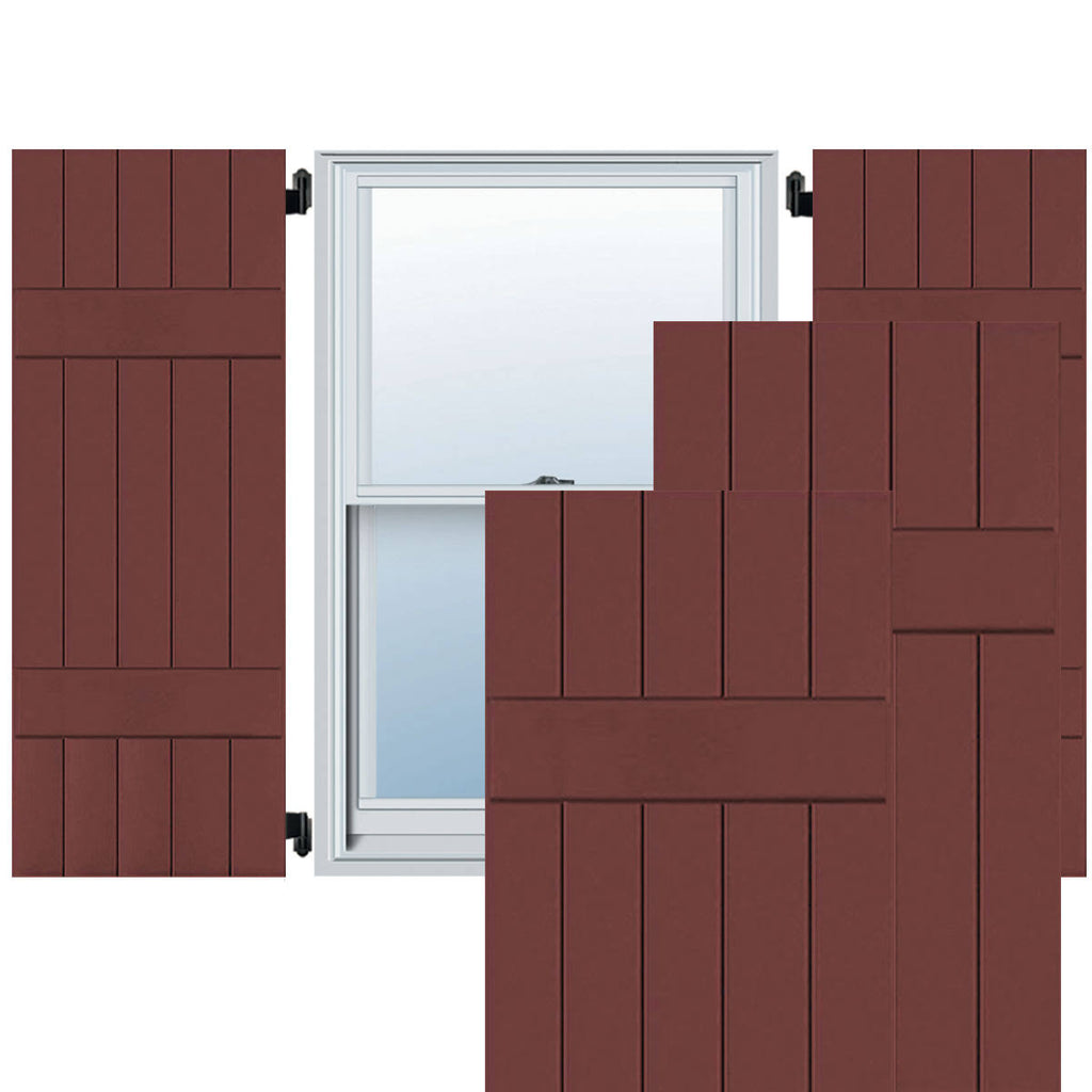 18 in. x 50 in. Real Wood Board and Batten Shutters Pair G8079