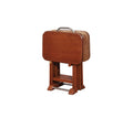 Folding Tray Table Set with Stand, 5 Pieces, Dark Cherry and White H256