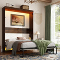 Queen Size Wood Wall Bed with LED Lights T27251