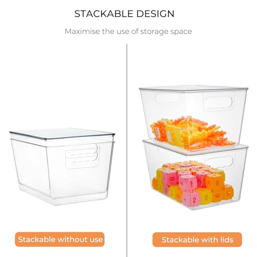 6 Pack Clear Plastic Stackable Storage Bins with Lids X9466