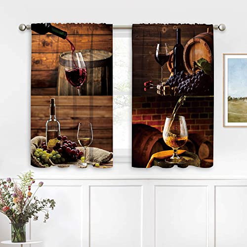 Farmhouse Kitchen Window Curtains 2 Panels 27.5W x 39H Rod Pocket Y7072
