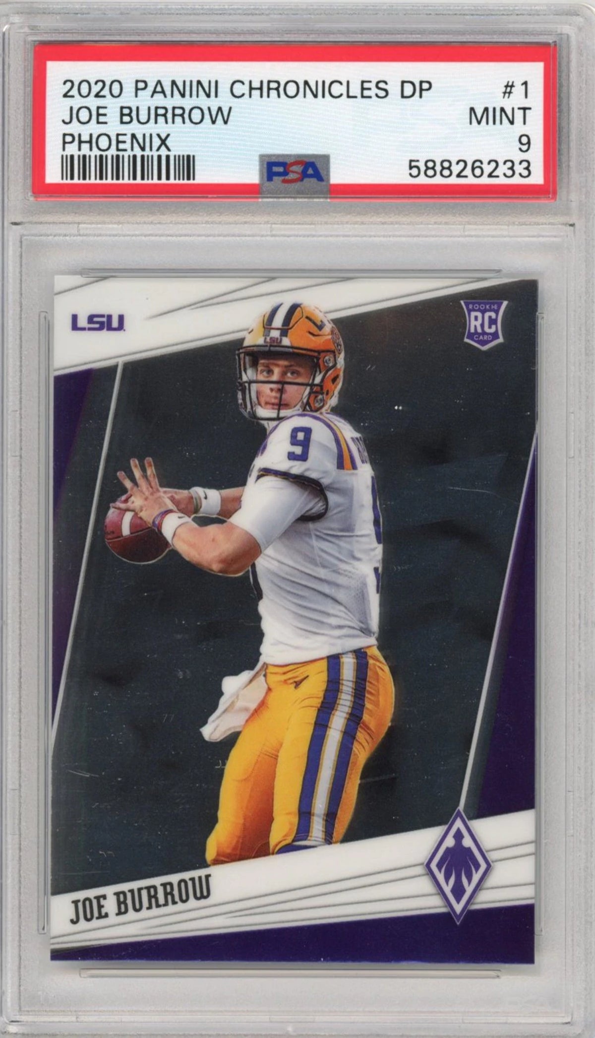 2020 Panini Chronicles Joe Burrow Phoenix Rookie RC Football Card PSA 9 Mint P547634