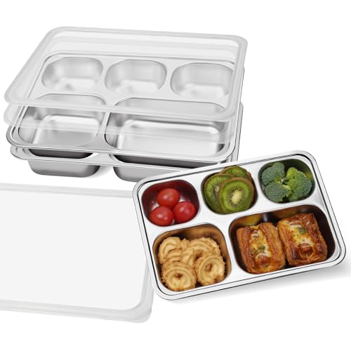 Stainless Steel Bento Box 3 Pack 5 Compartments with Lids Y16121