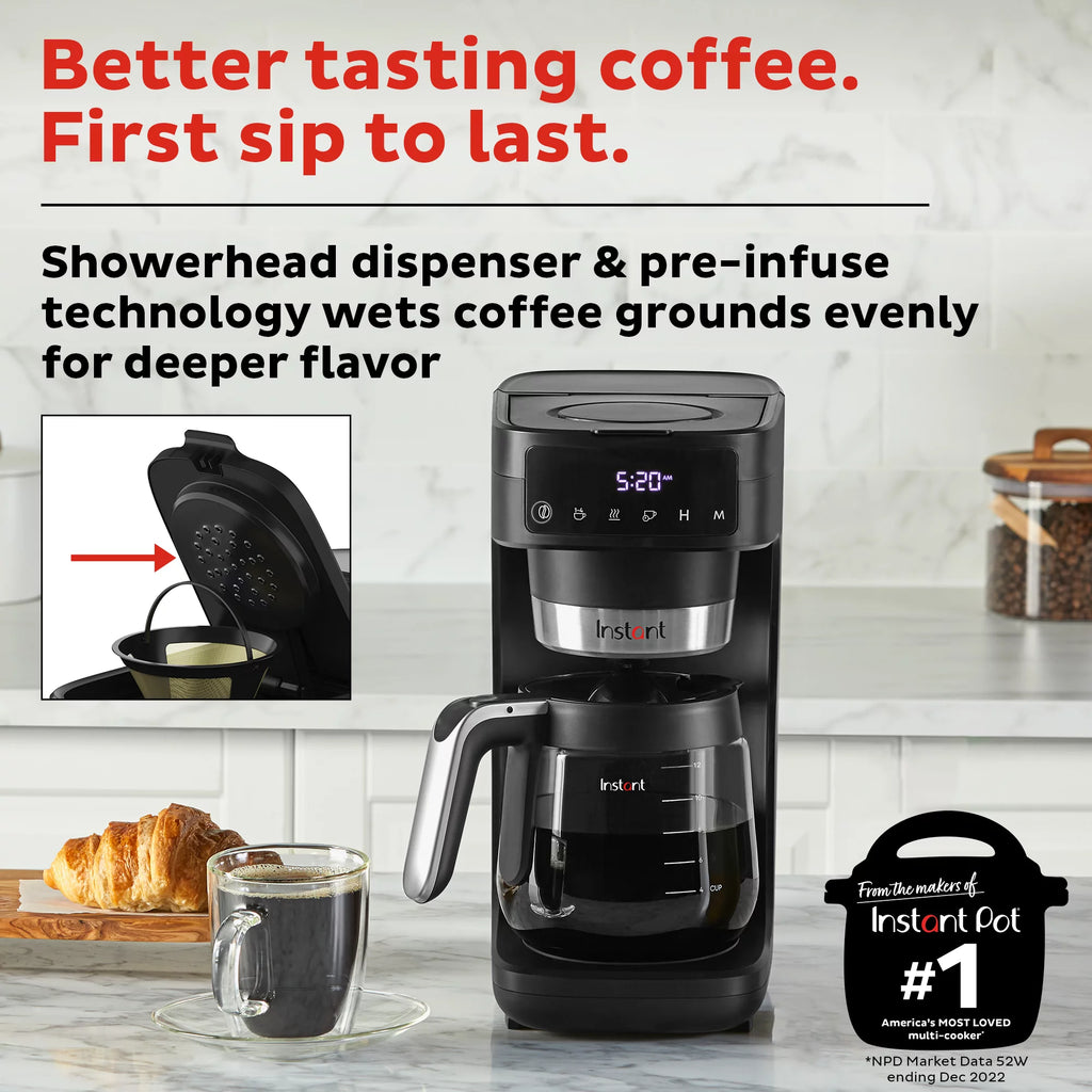 12 Cup Drip Coffee Maker with Warming Plate, Black W13436