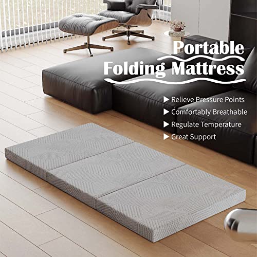Twin XL 4 Inch Trifold Memory Foam Mattress with Washable Cover F7270