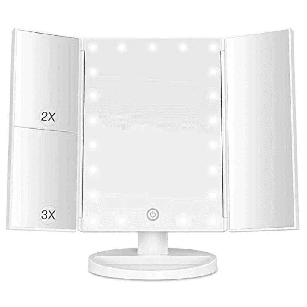 Trifold Lighted Makeup Vanity Mirror with 2X/3X Magnification X223025
