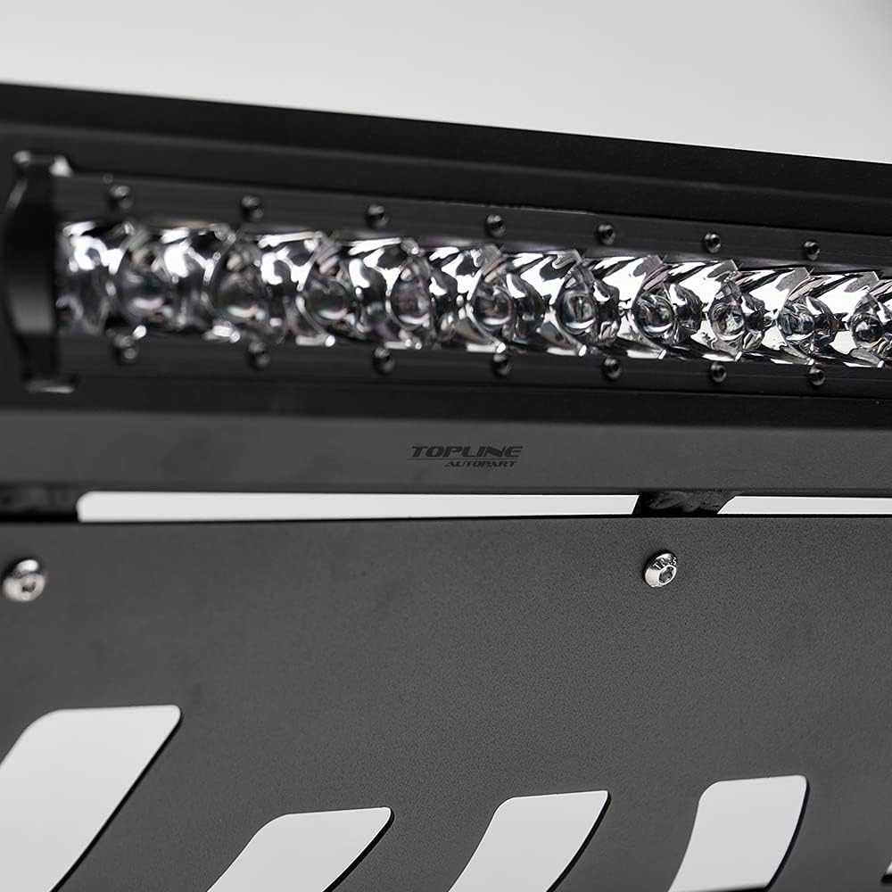 Matte Black Aluminum LED Light Bar Front Bumper Guard With Skid Plate D5333