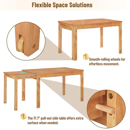 5-Piece Extendable Dining Table Set with 4 Chairs and Pull-out Side Table W2587