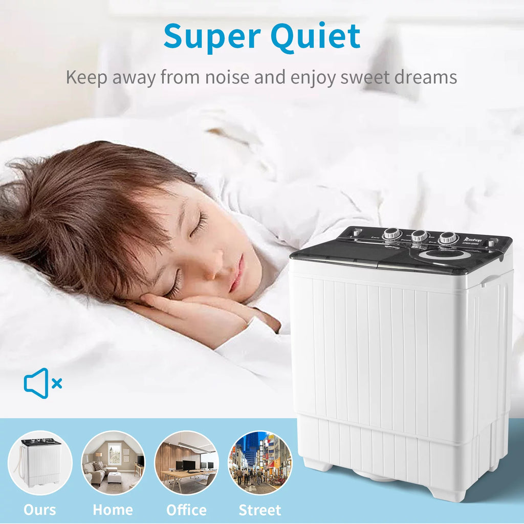 26Lbs Semi-automatic Twin Tub Washing Machine with Built-in Drain Pump P38122