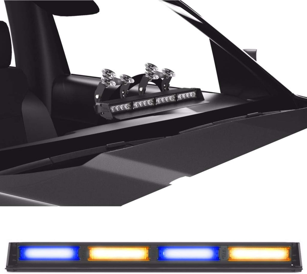 Blue/Blue 4 Head LED Strobe Light Bar with Cigarette Lighter Plug T704