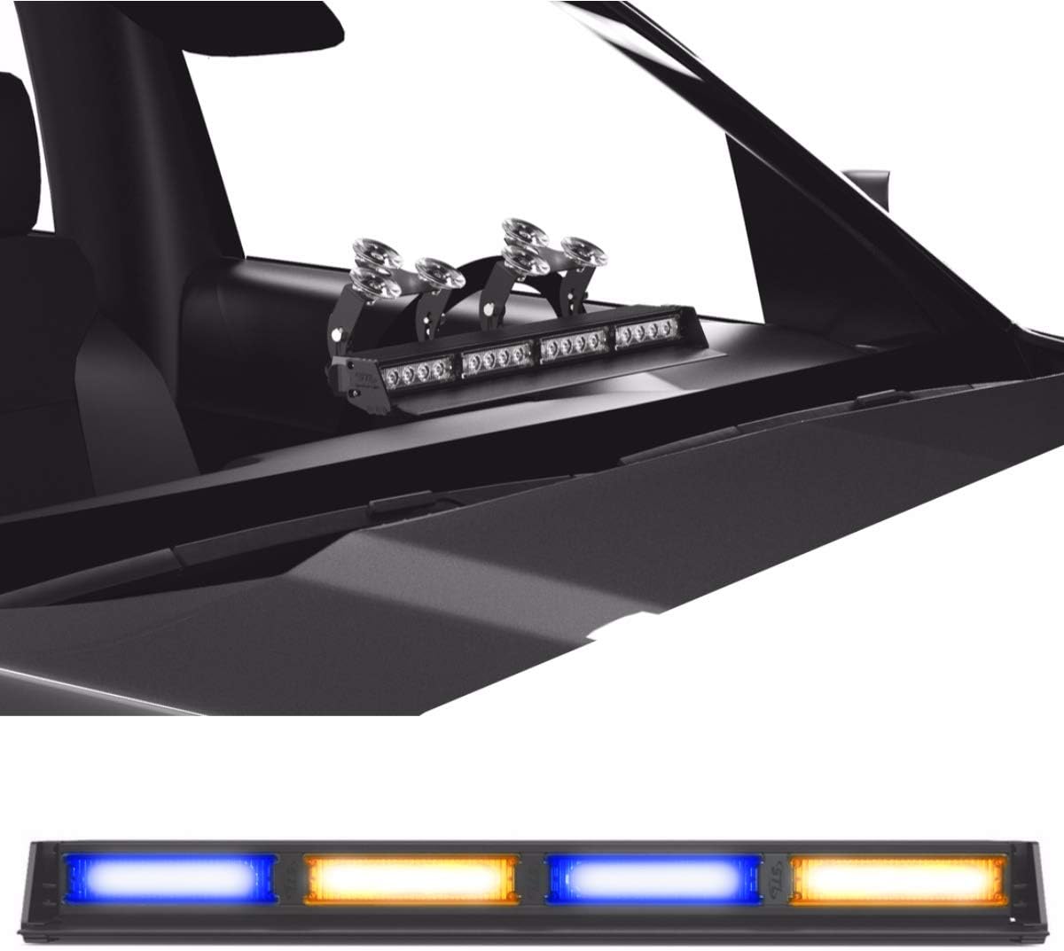 Blue/Blue 4 Head LED Strobe Light Bar with Cigarette Lighter Plug T704