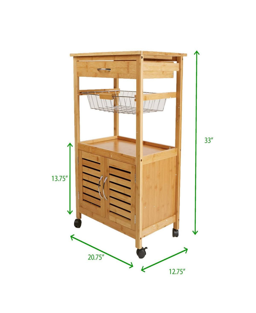 Bamboo Brown 3 Tier Kitchen Cart W68452