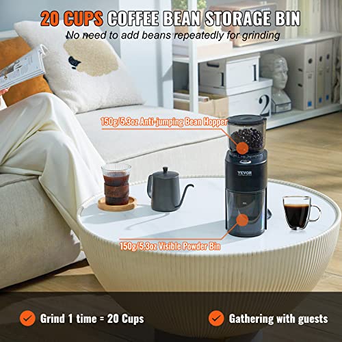 Silver Electric Conical Burr Coffee Grinder with 51 Grind Settings, 9.7 oz Y555251