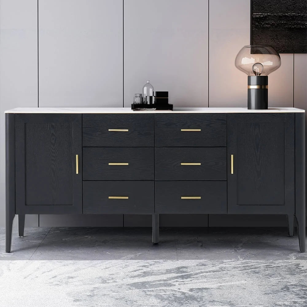 Black Sideboard Buffet with Sintered Stone Top F186