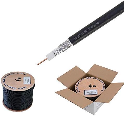 RG6 500ft Dual Shield Coaxial Cable, 18 AWG Copper Clad Steel Conductor, Foam PE Core, 60% Aluminum Braid, PVC Jacket T740