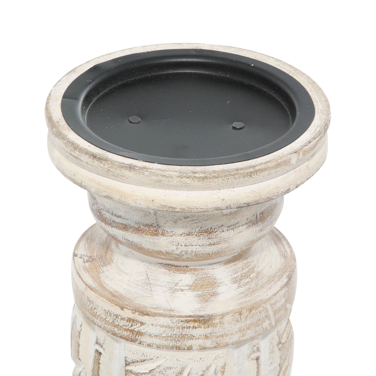 White Wash Wood Candle Holder Set of 3 H408799