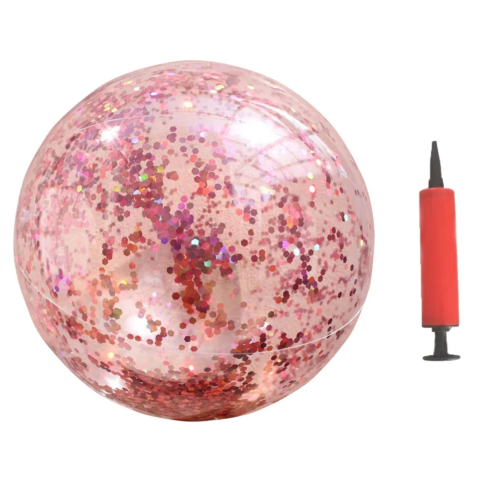 2pcs Glitter Sequin Beach Balls Inflatable Ball Toys with Pumps W129089