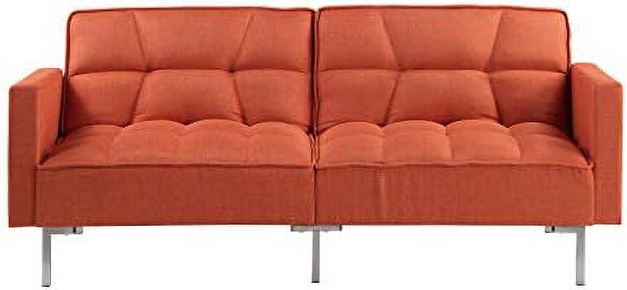 Modern Linen Convertible Futon Sofa Bed 2-in-1 Sleeper Sofa with 2 Pillows N330846