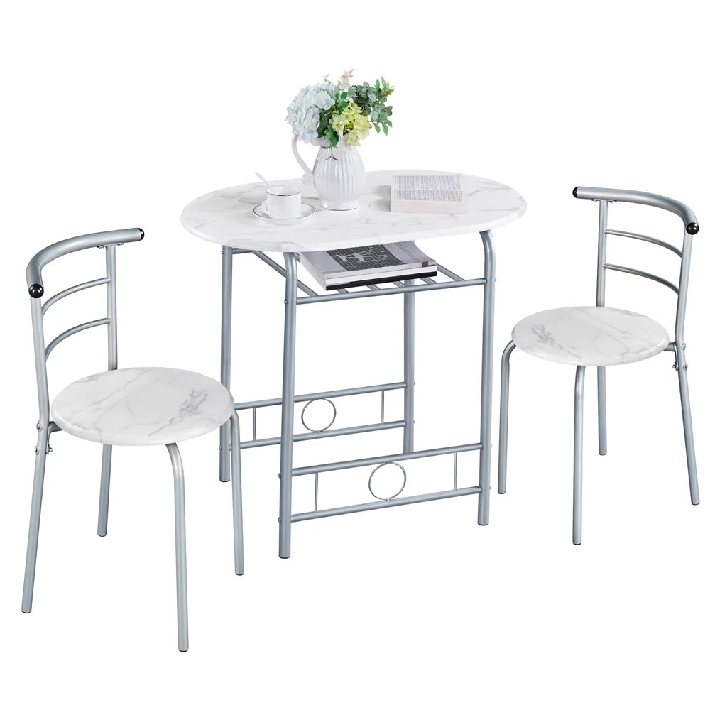 3 Piece Round Dining Table Set with Steel Legs R77550