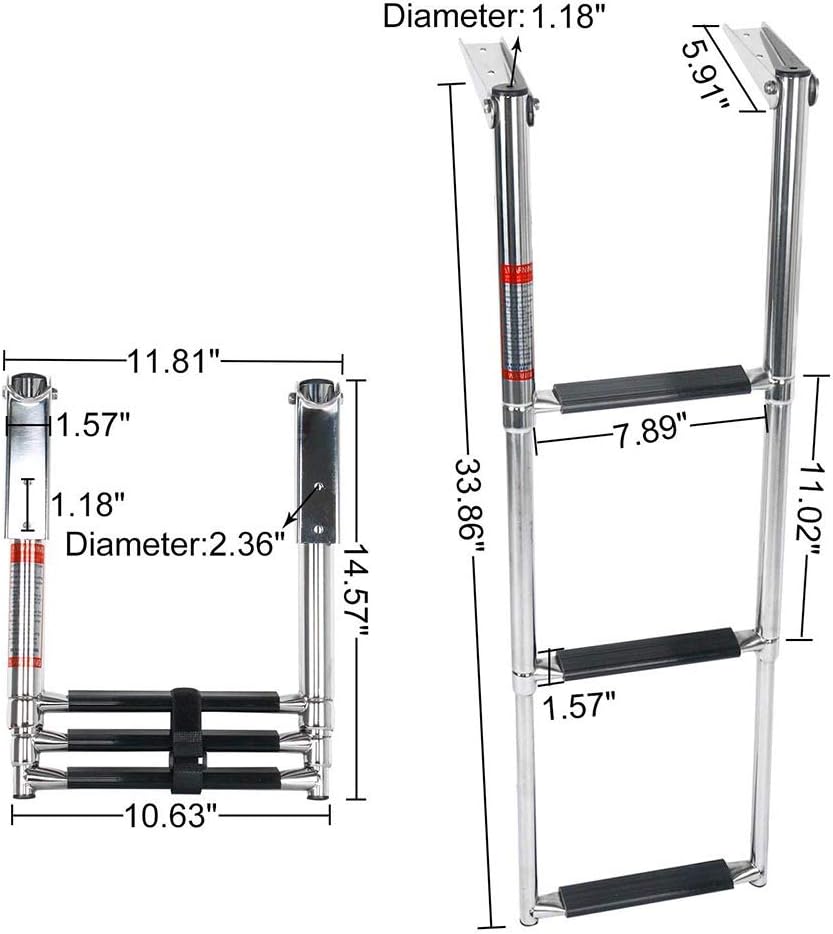 Stainless Steel Telescoping Boat Ladder Swim Step, 900 Pound Capacity, Pack of 2 T76739