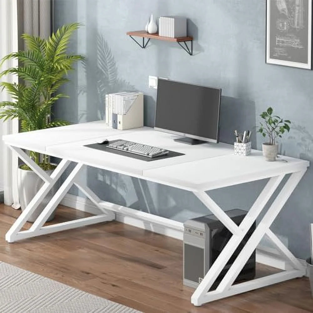 70.8" Long Wood Metal Double Workstation Desk N995