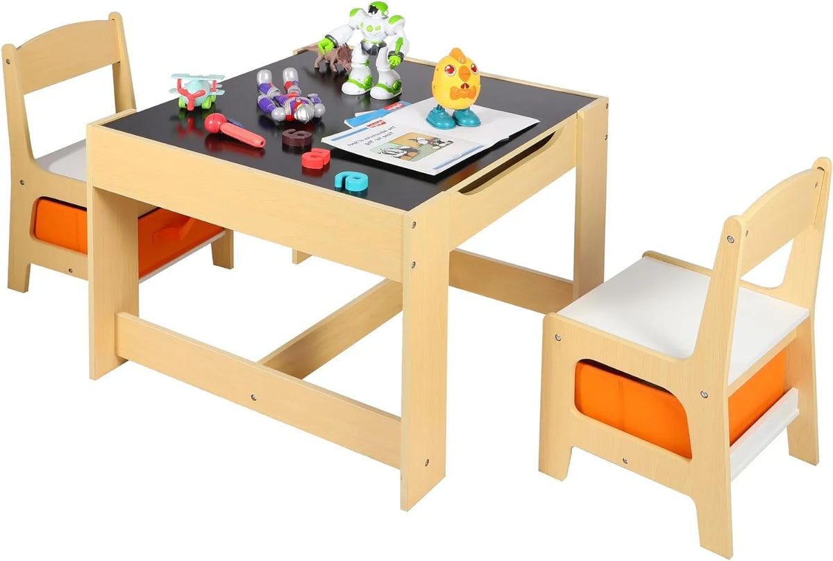 Kids Table and Chair Set with Storage Drawers K4414