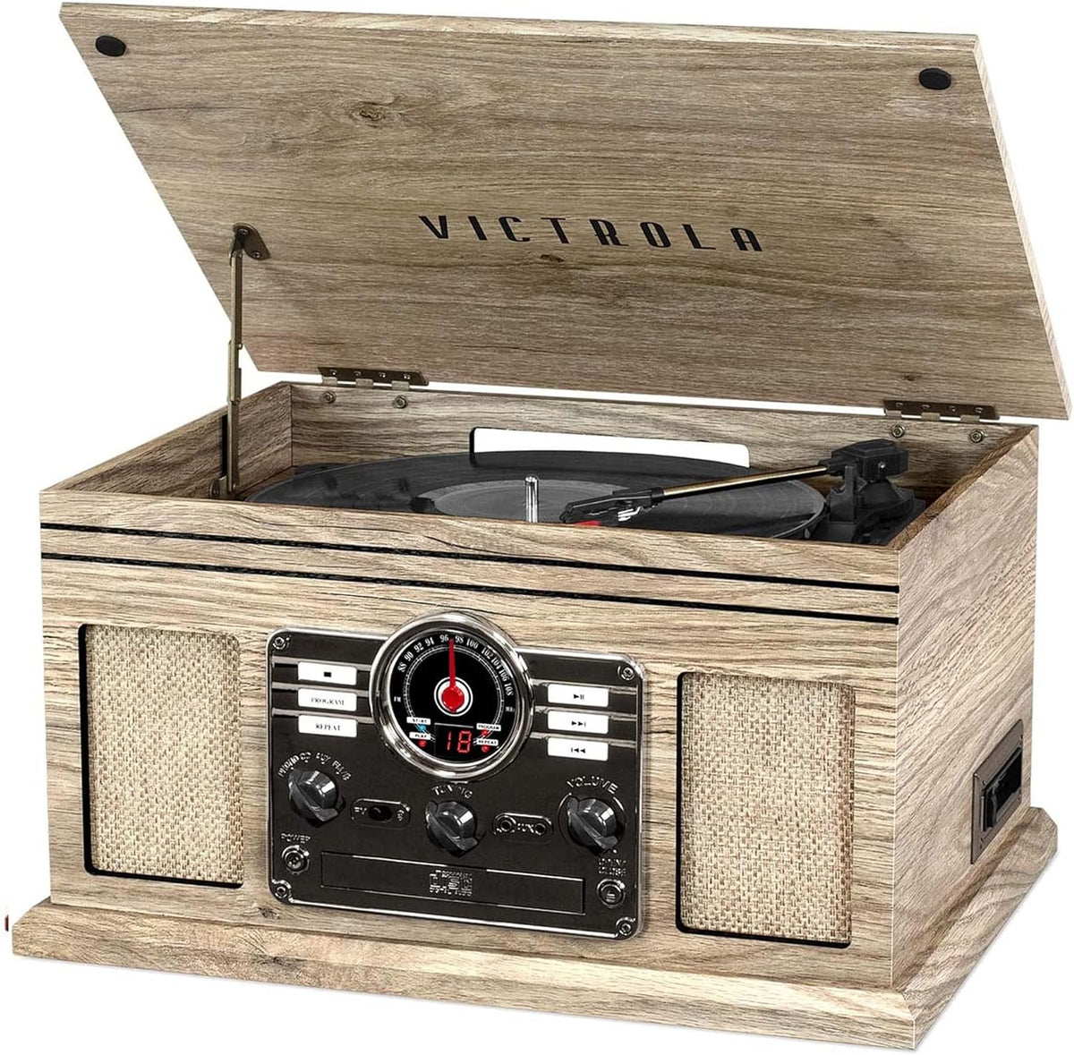 Mahogany 6-in-1 Bluetooth Record Player with Built-in Speakers I857636