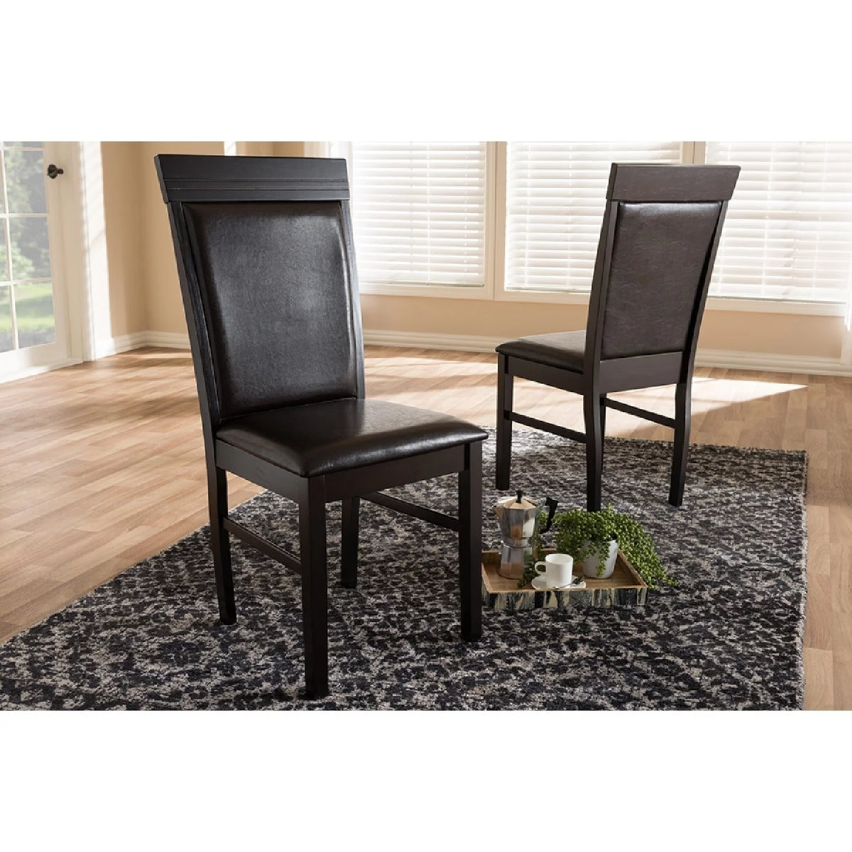Dark Brown Faux Leather Dining Chair Set of 2 A68572