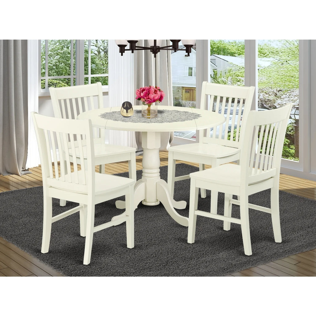 5 Pc Kitchen Table Set with 4 Wood Seat Chairs A414