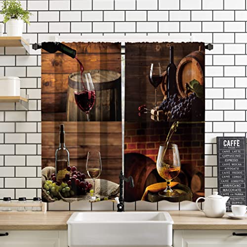Farmhouse Kitchen Window Curtains 2 Panels 27.5W x 39H Rod Pocket Y7072