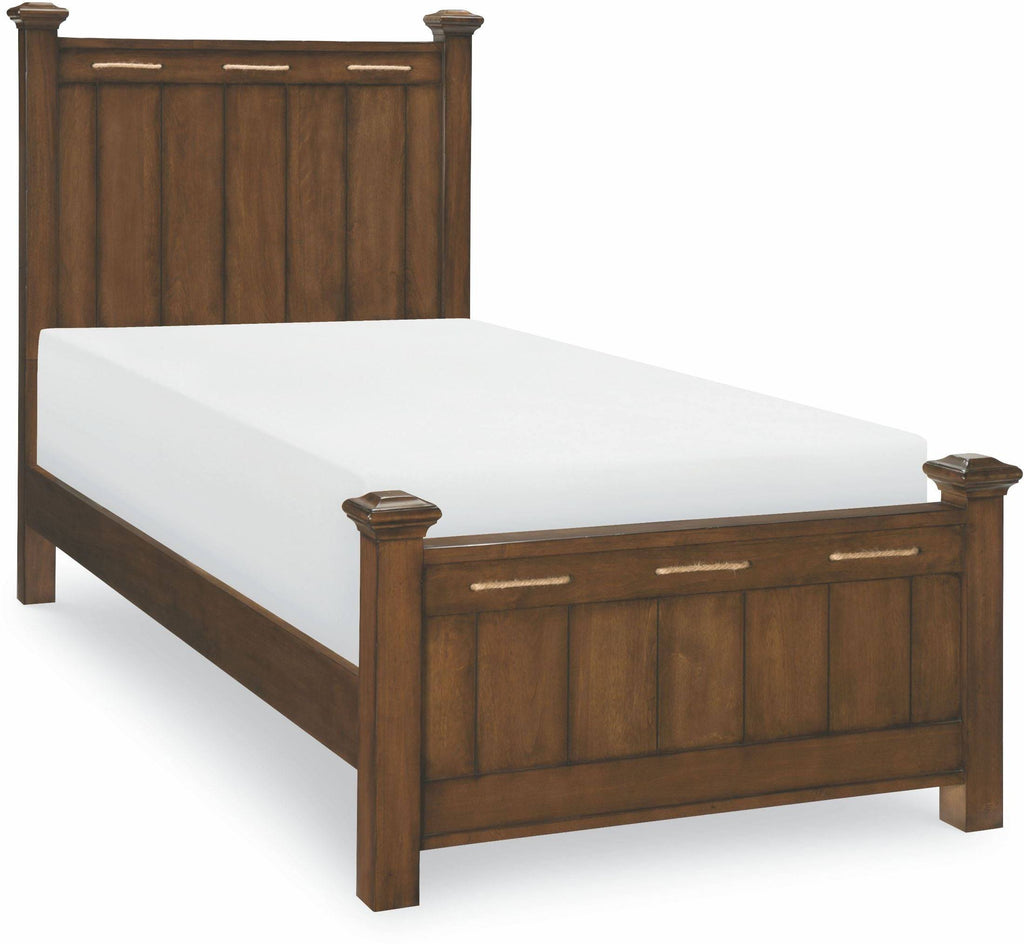 Twin Low Post Bed in Cabin Brown W403