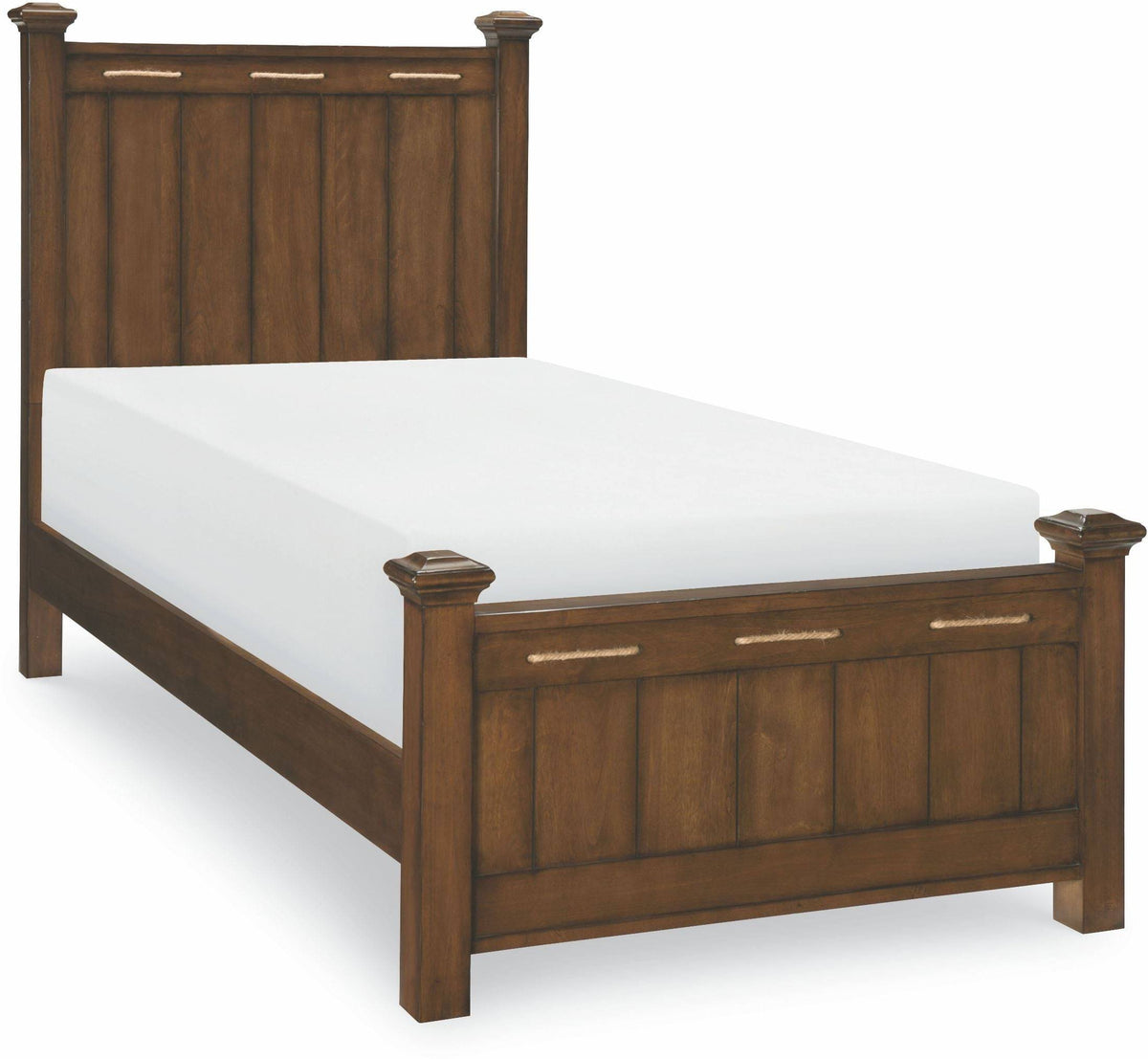Twin Low Post Bed in Cabin Brown W403