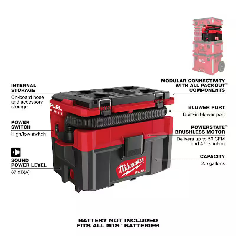 Cordless 2.5 Gal. Wet/Dry Vacuum with 4-Piece Line Kit Z3124