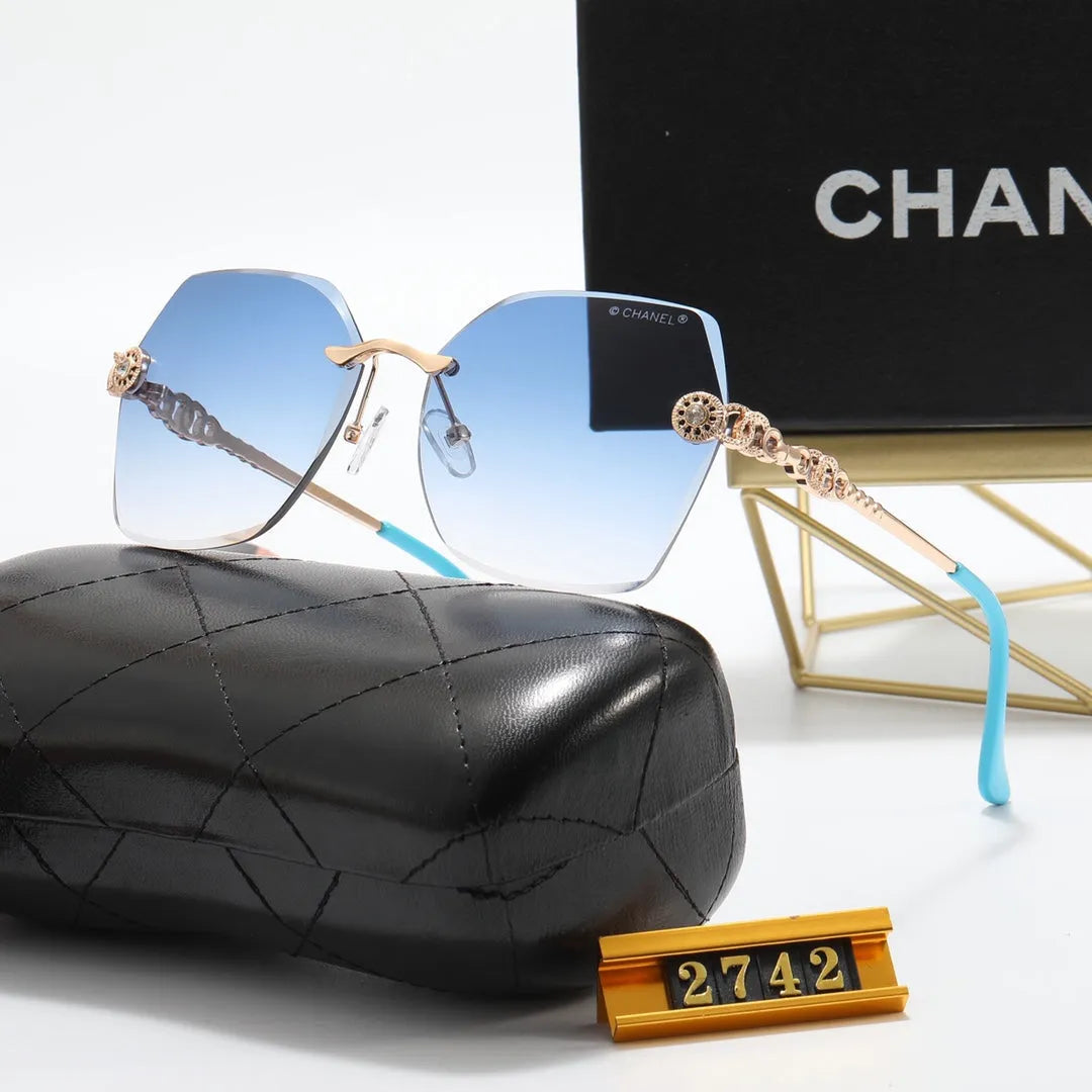 Frameless Rhinestone Flower Polarized Sunglasses E547