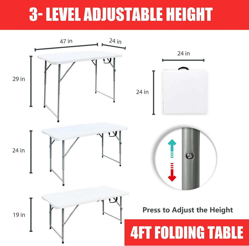 4 ft Adjustable Folding Plastic Table L1771