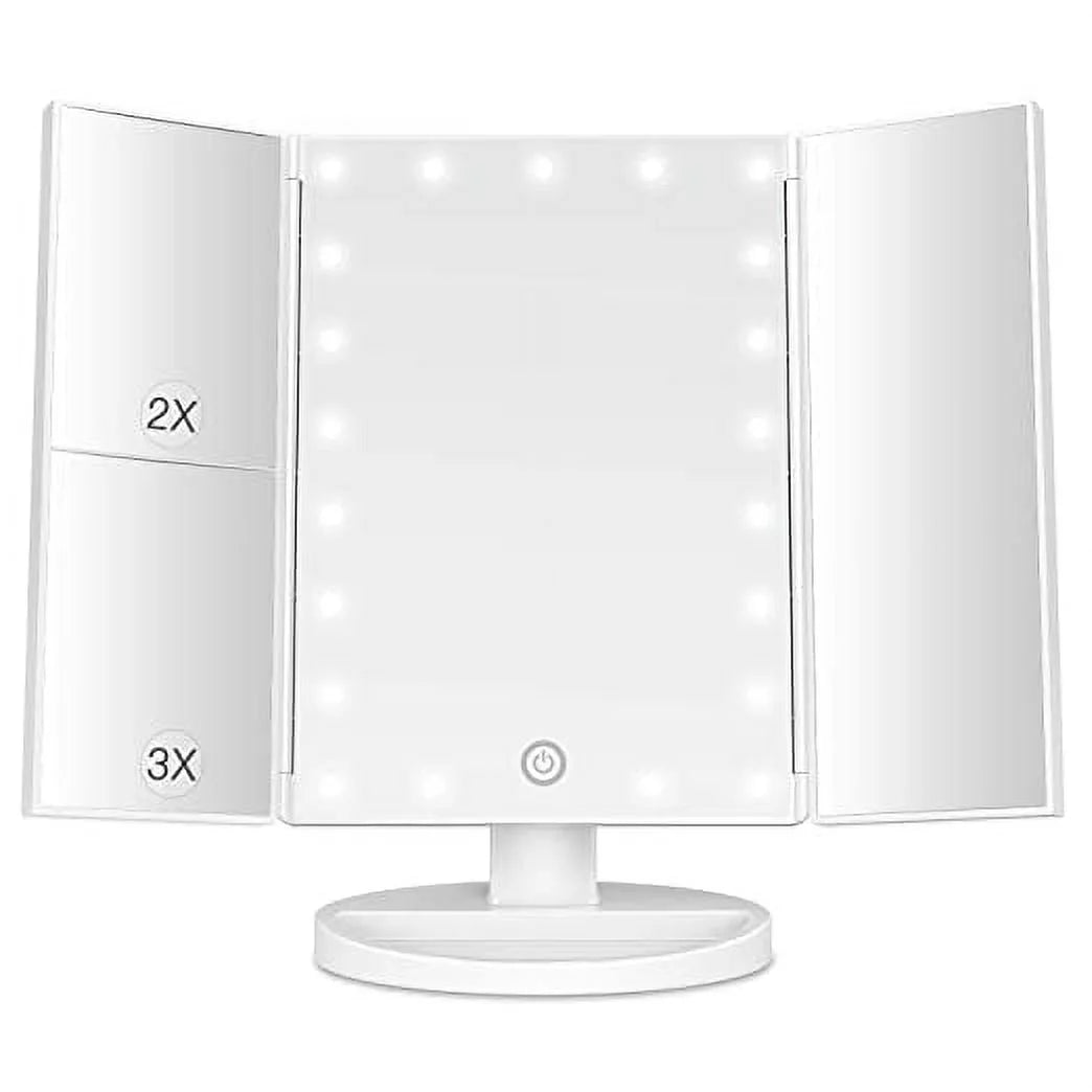Trifold Lighted Makeup Vanity Mirror with 2X/3X Magnification X223025