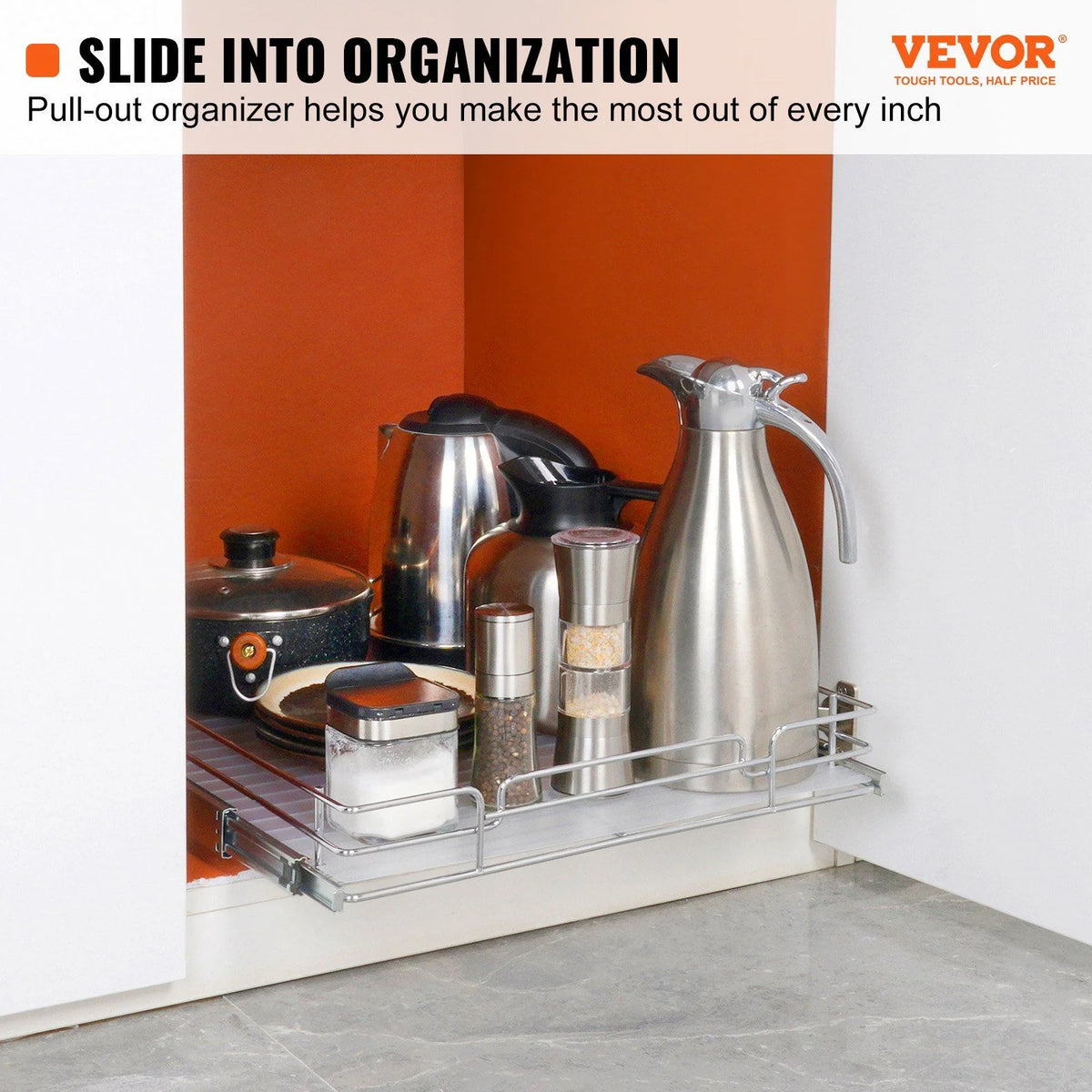 Chrome Steel Pull Out Cabinet Organizer O244288