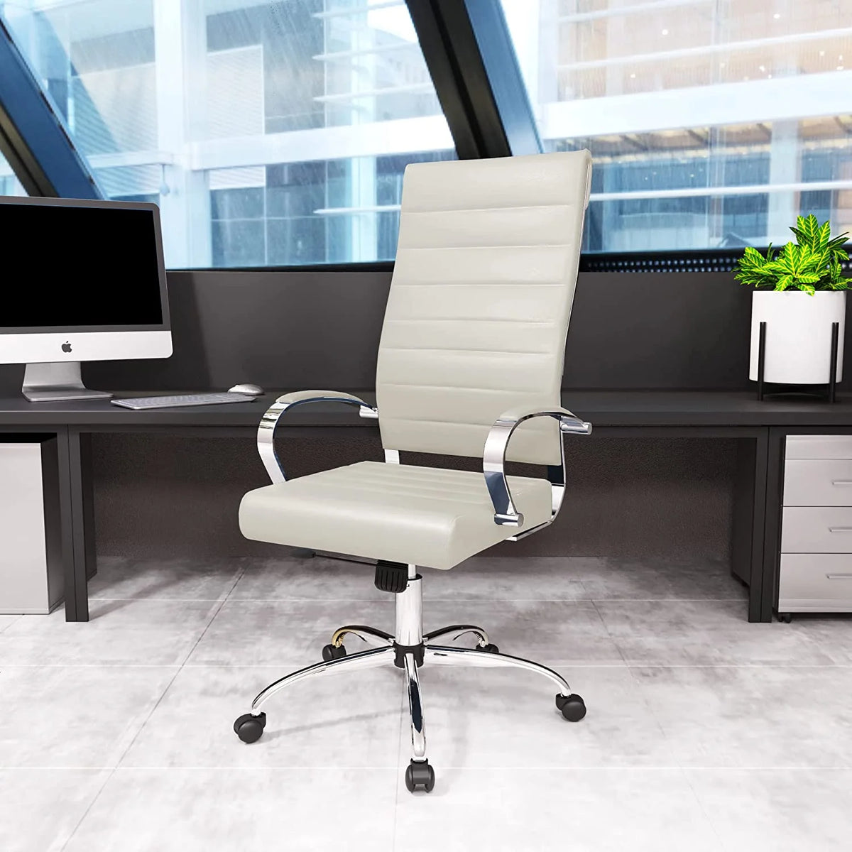 Tan Leather Swivel Office Chair I499