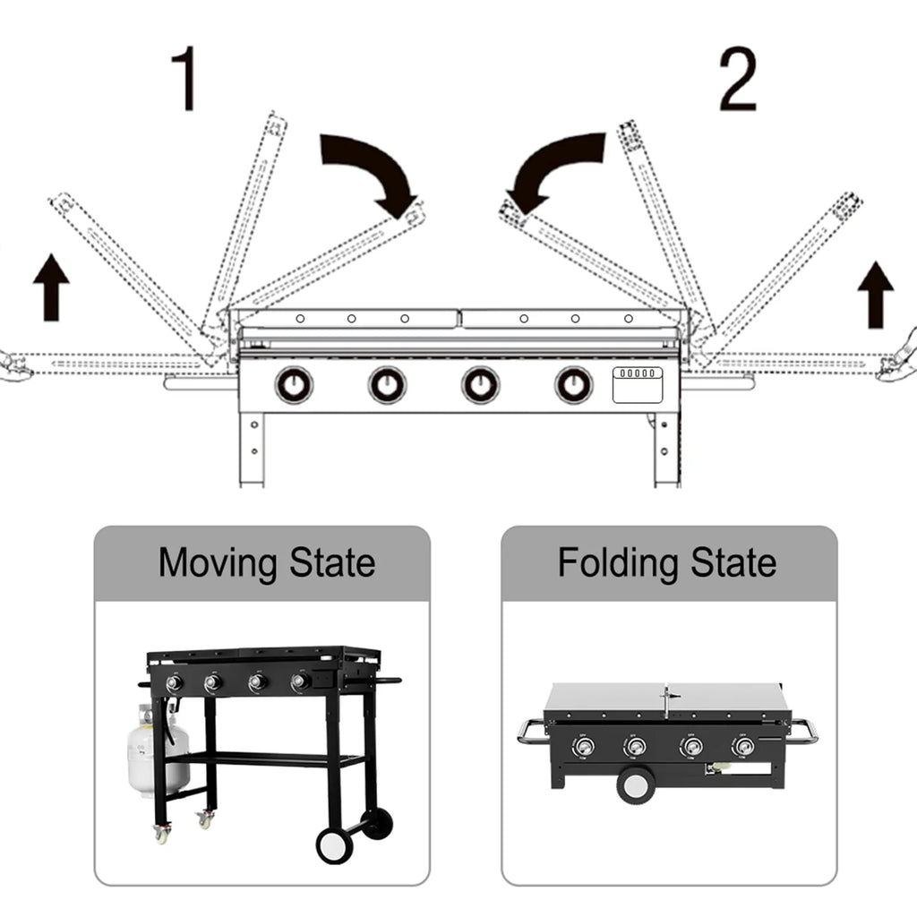 4 Burner Foldable Propane Gas Grill B177643
