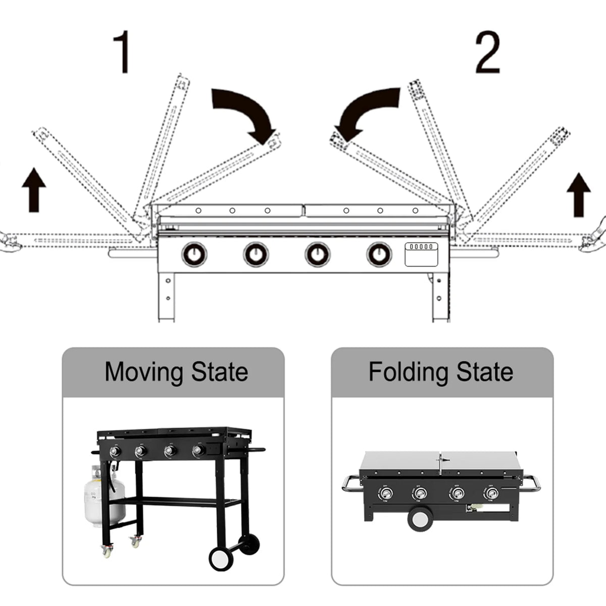 4 Burner Foldable Propane Gas Grill B177643