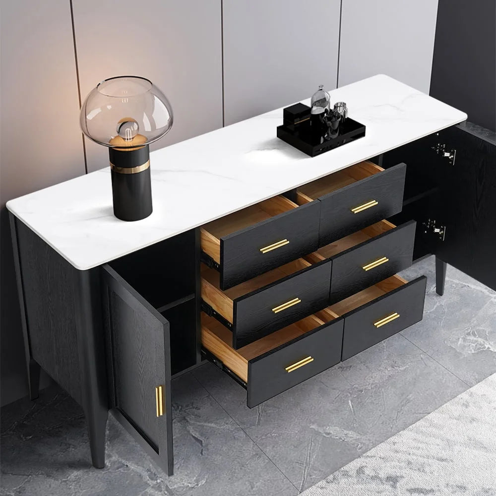 Black Sideboard Buffet with Sintered Stone Top F186
