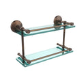 Venetian Bronze 16 inch Double Glass Shelf with Gallery Rail Q6573