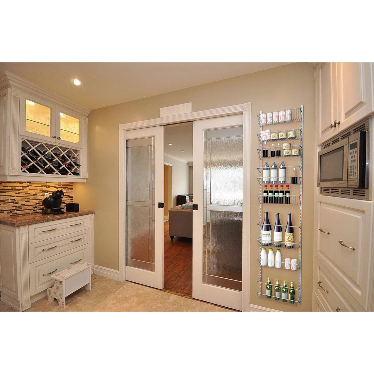 Over-the-Door White Metal Kitchen Spice Shelves T501652
