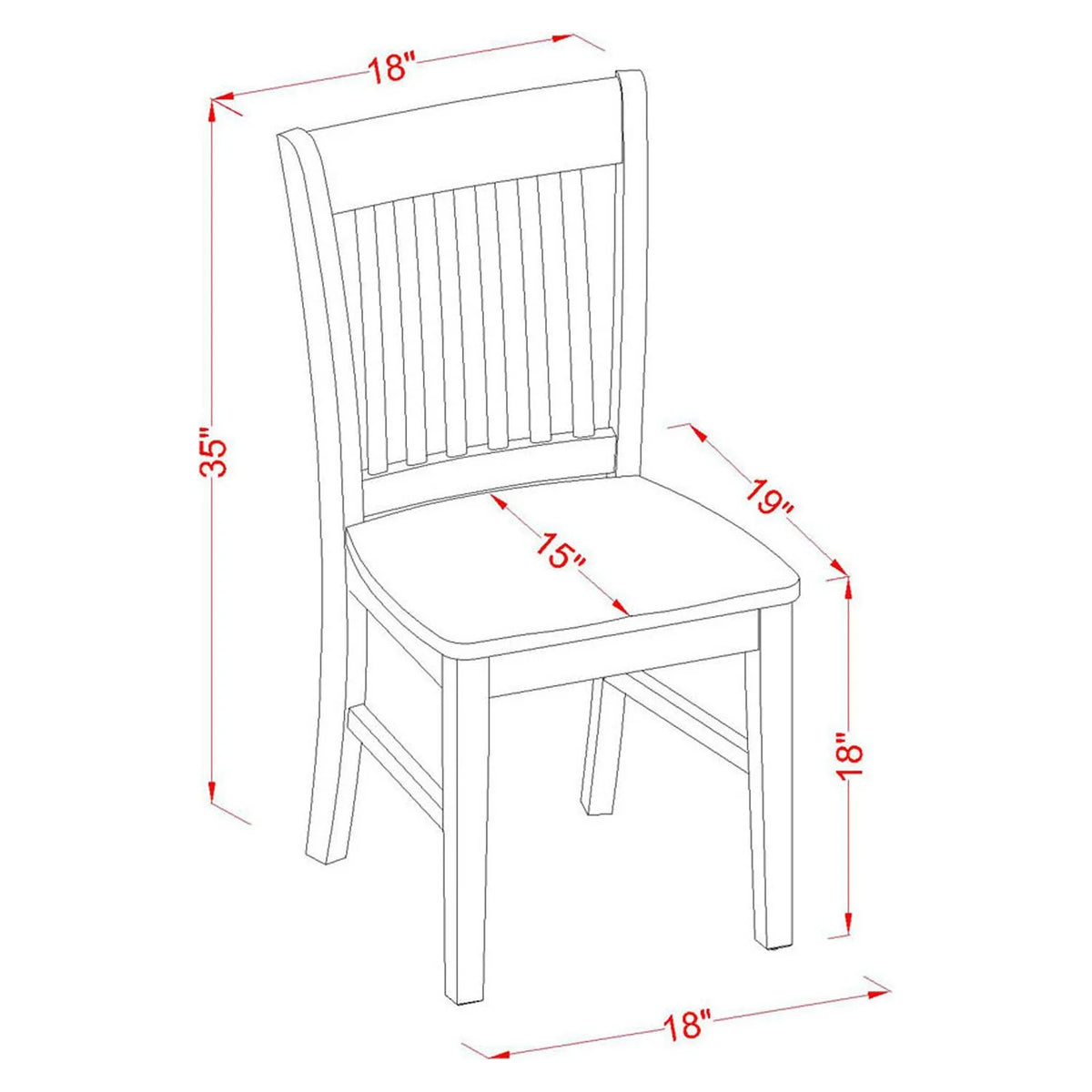 5 Pc Kitchen Table Set with 4 Wood Seat Chairs A414
