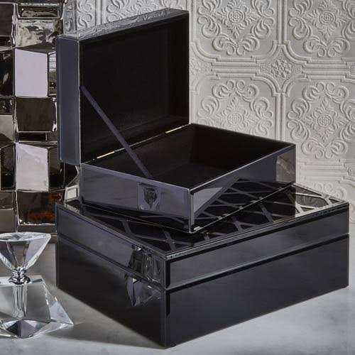 Black & Silver Set of 2 Boxes W30850